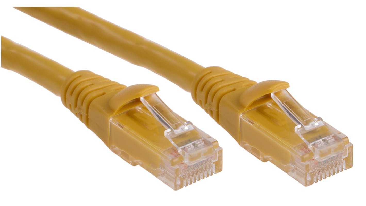 RS PRO Cat6 Male RJ45 to Male RJ45 Ethernet Cable, U/UTP, Yellow PVC Sheath, 0.5m