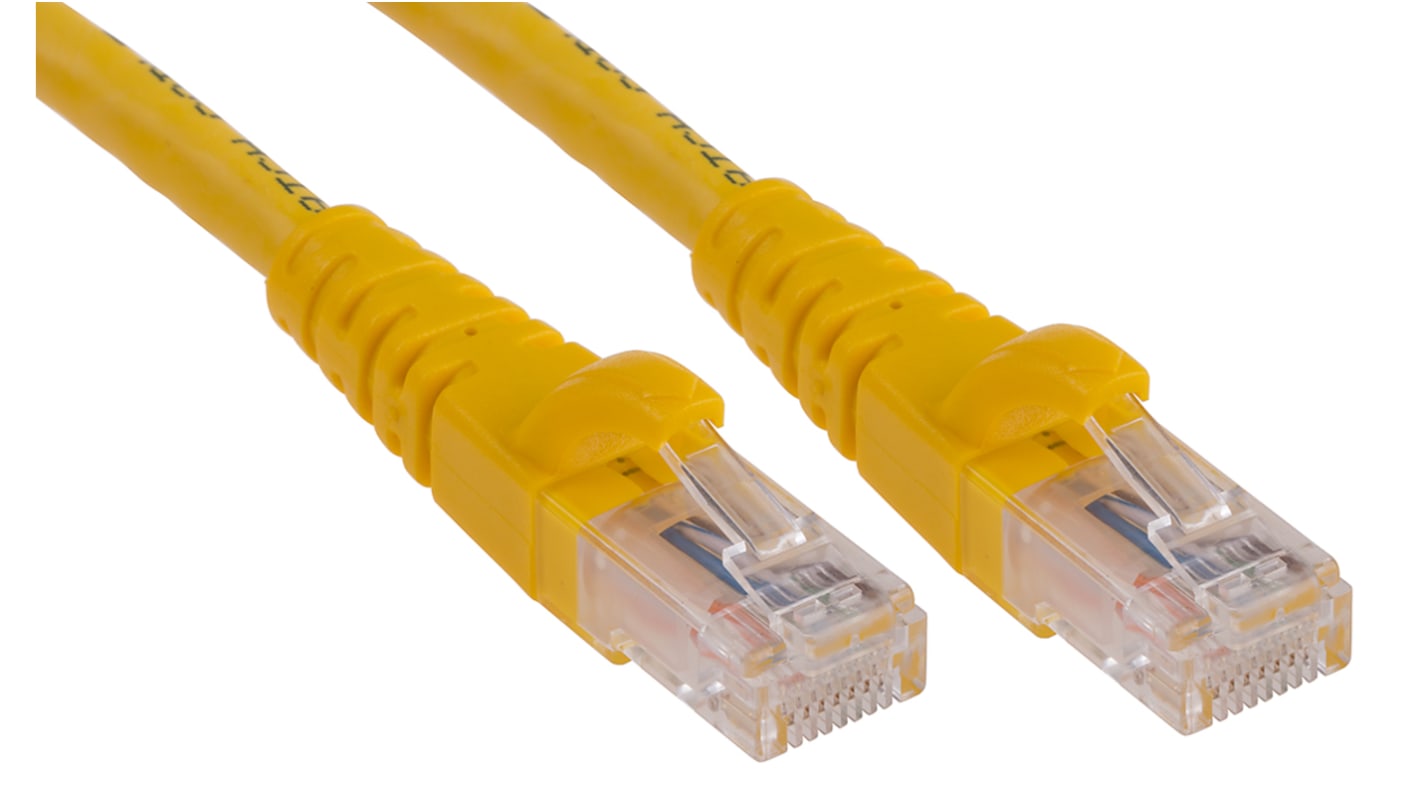 RS PRO Cat6 Male RJ45 to Male RJ45 Ethernet Cable, U/UTP, Yellow PVC Sheath, 1m