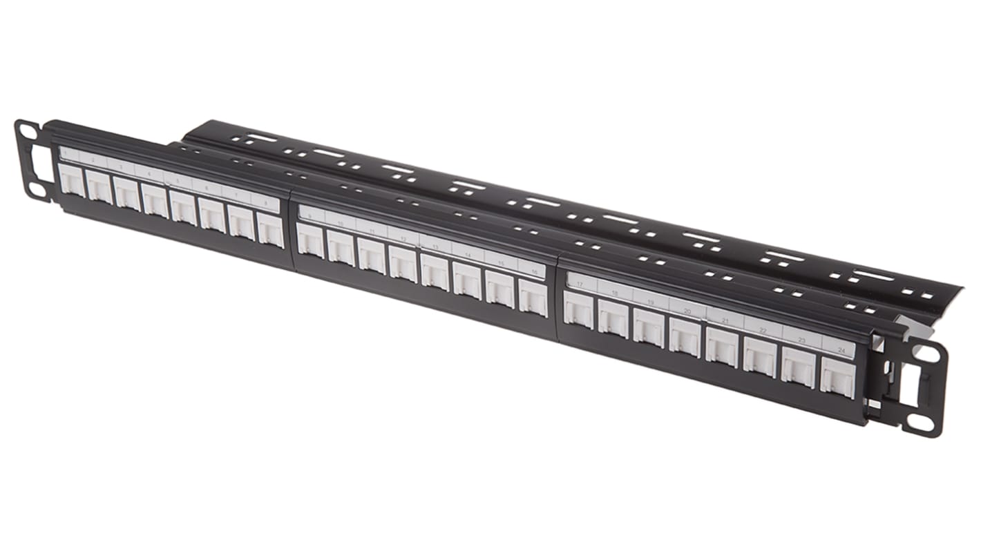 RS PRO RJ patchpanel, Cat6, 24 Porte, RJ45, UTP, 1U, Grå