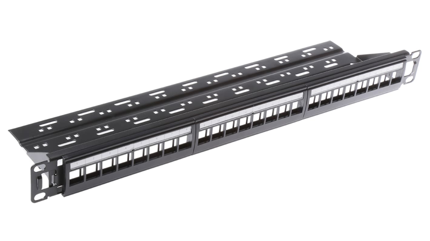 RS PRO Cat6 24 Port RJ45 RJ Patch Panel UTP 1U Black