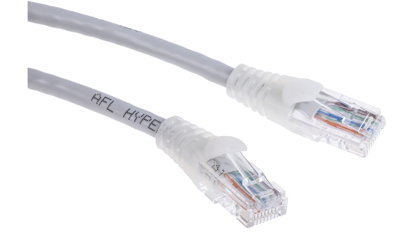 Cavo Ethernet Cat5e (U/UTP) RS PRO, guaina in PVC col. Grigio, L. 3m, Con terminazione