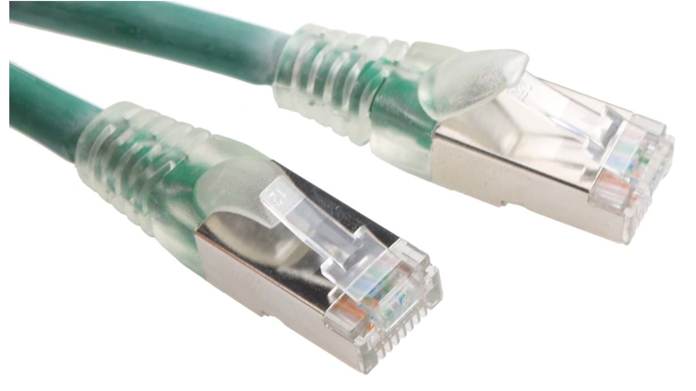 RS PRO, 5m Cat6, Green RJ45 to Male RJ45 Male, F/UTPShielded, Terminated LSZH Sheath