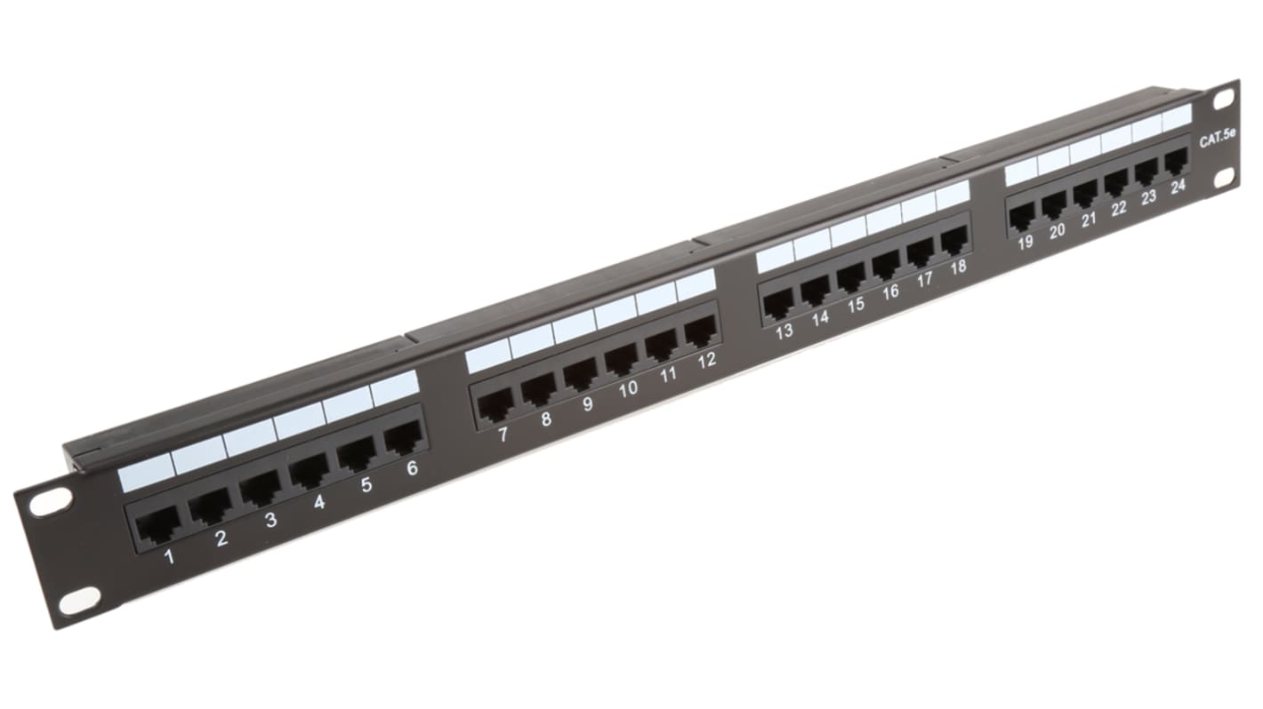 RS PRO Cat5e 24 Port RJ45 RJ Patch Panel UTP 1U Black