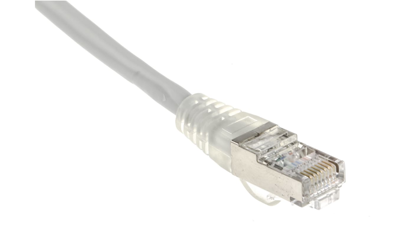 RS PRO, 2m Cat5e, Grey RJ45 to Male RJ45 Male, F/UTP Shielded, Terminated PVC Sheath