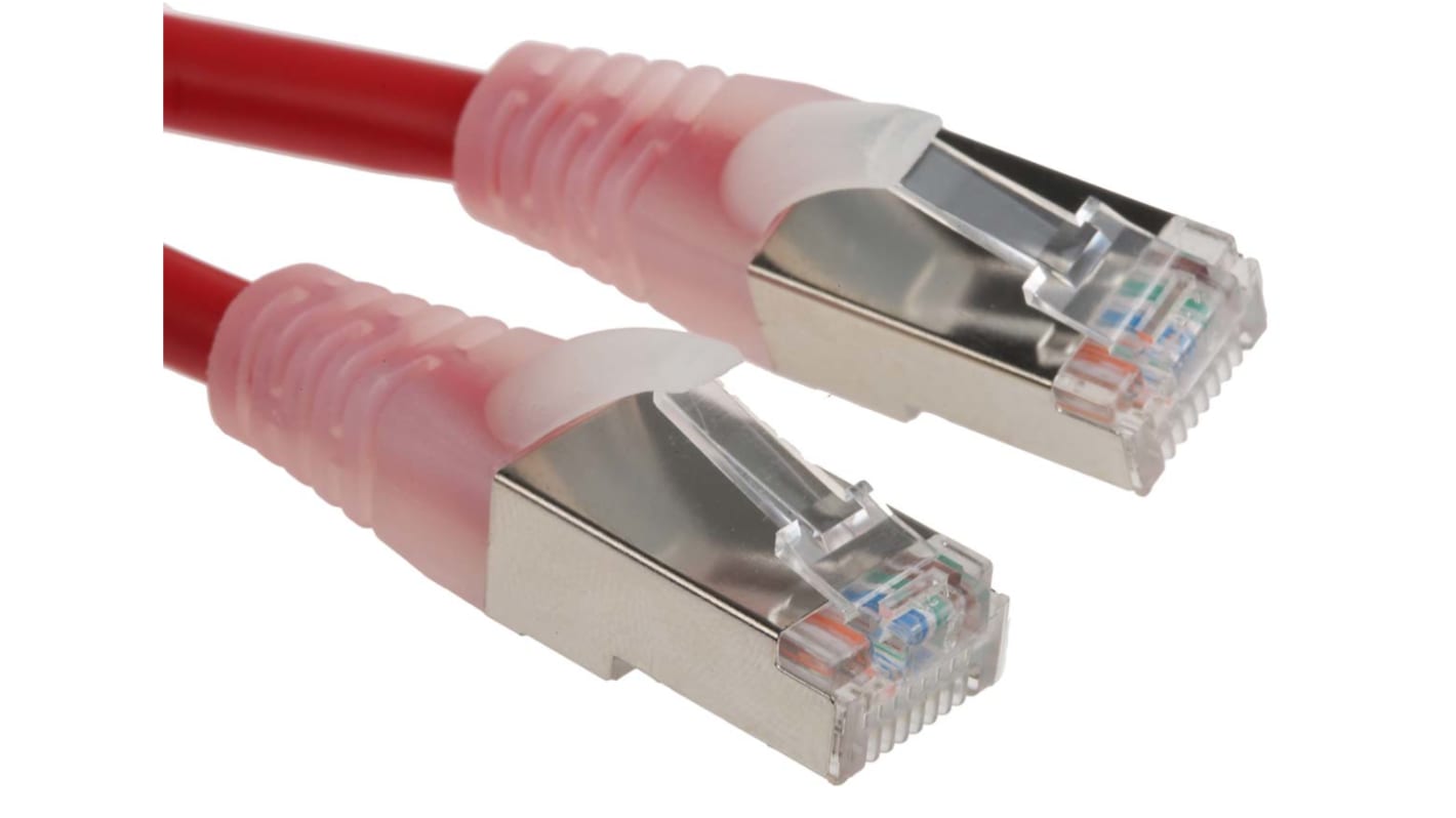 RS PRO, 1m Cat5e, Red RJ45 to Male RJ45 Male, F/UTPShielded, Terminated PVC Sheath