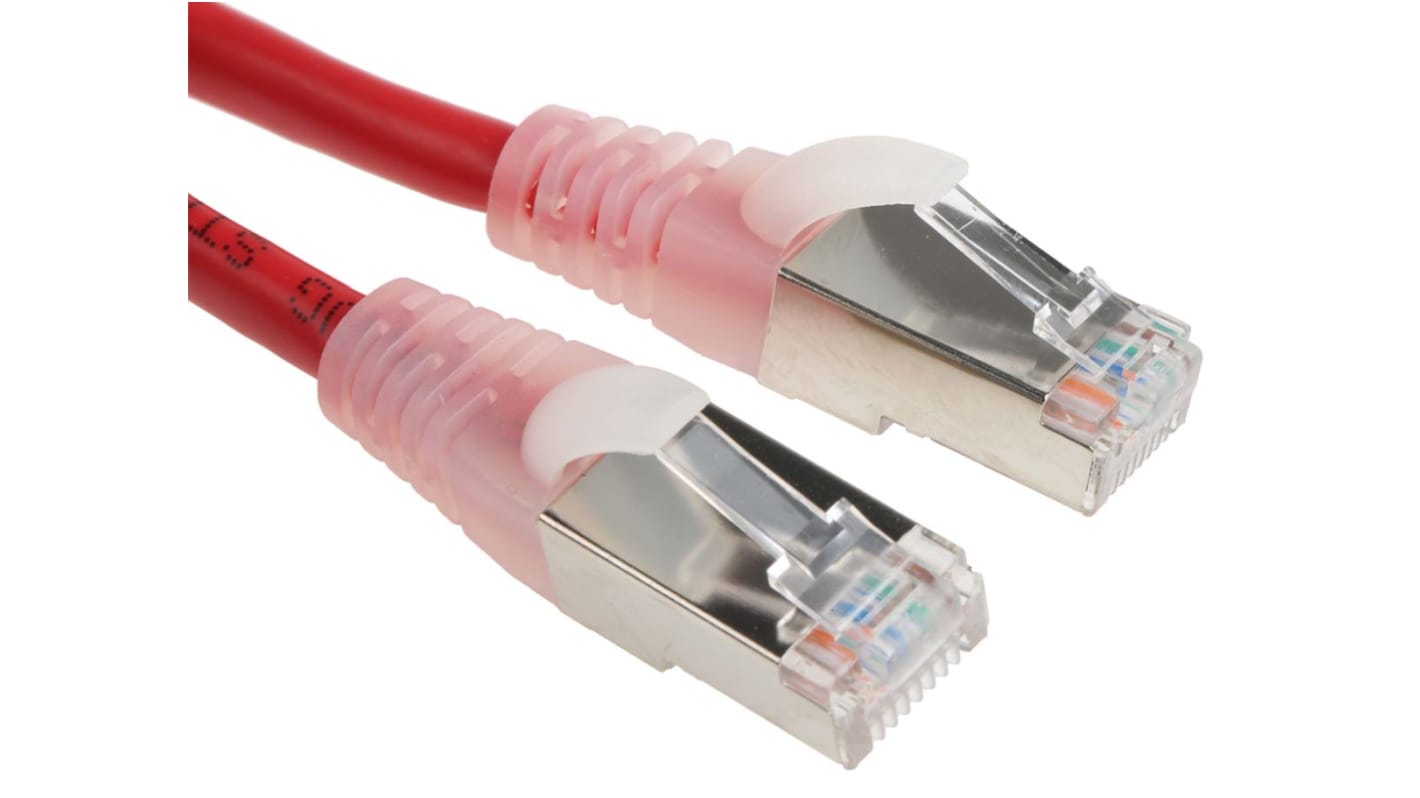 RS PRO, 10m Cat5e, Red RJ45 to Male RJ45 Male, F/UTPShielded, Terminated PVC Sheath