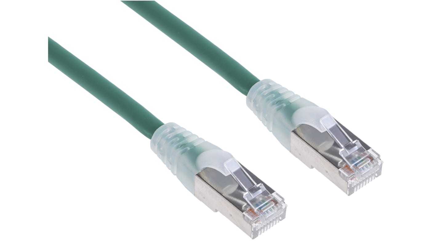 RS PRO 1m六类屏蔽网线, F/UTP屏蔽, 绿色LSZH护套, RJ45公插转RJ45公插