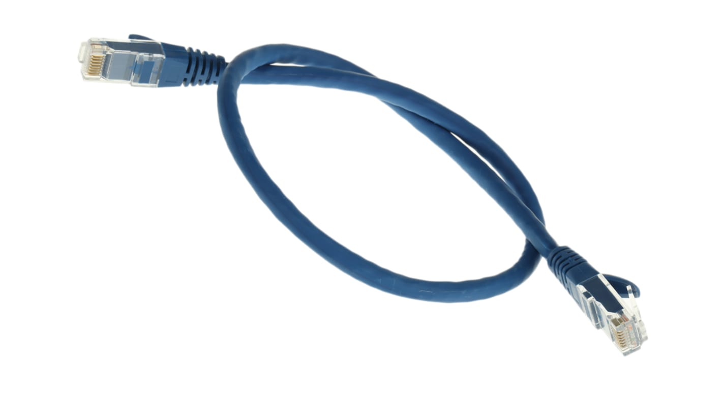 RS PRO, 0.5m Cat6, Blue RJ45 to Male RJ45 Male, U/UTP Unshielded, Terminated LSZH Sheath