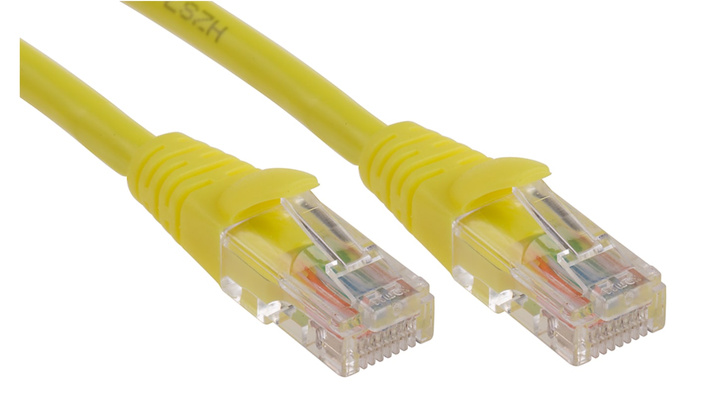 RS PRO, 10m Cat5e, Yellow RJ45 to Male RJ45 Male, U/UTP Unshielded, Terminated LSZH Sheath
