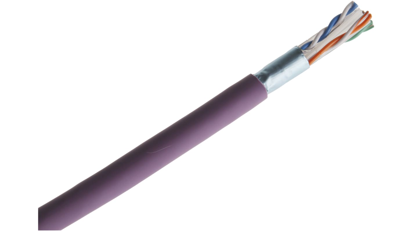 RS PRO, 305m Cat6, Purple, F/UTP Shielded, Unterminated LSZH Sheath