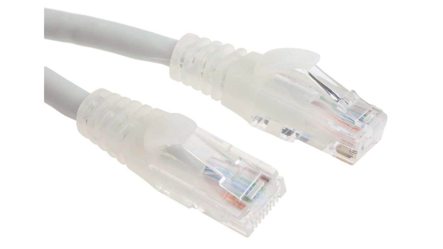 RS PRO, 10m Cat6, Grey RJ45 to Male RJ45 Male, U/UTP Unshielded, Terminated LSZH Sheath