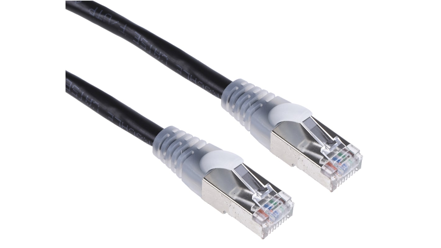 RS PRO, 10m Cat5e, Black RJ45 to Male RJ45 Male, F/UTPShielded, Terminated PVC Sheath