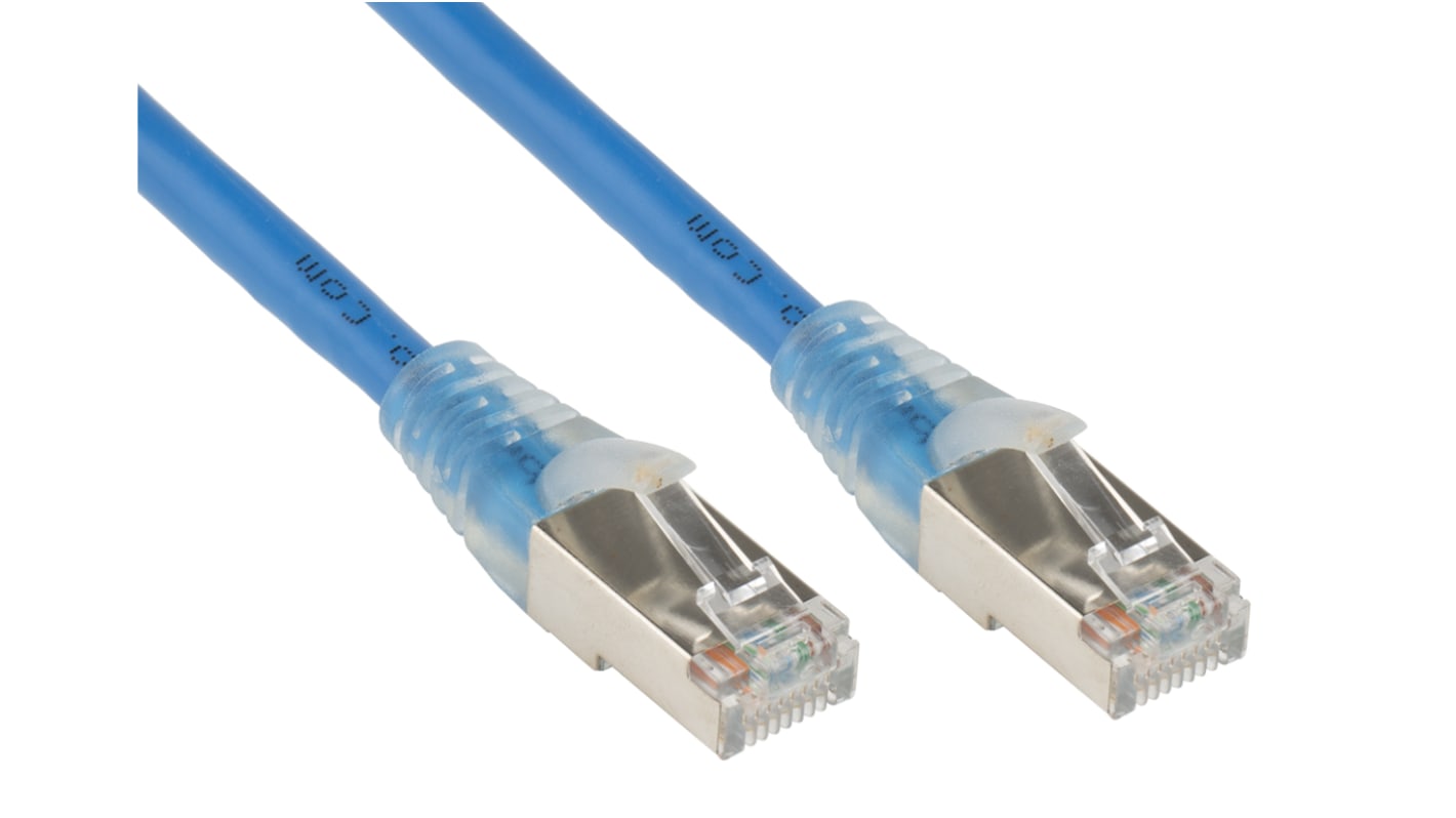 RS PRO, 3m Cat5e, Blue RJ45 to Male RJ45 Male, F/UTP Shielded, Terminated PVC Sheath