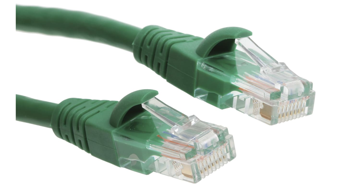 RS PRO Ethernetkabel Cat.5e, 2m, Grün Patchkabel, A RJ45 U/UTP Stecker, B RJ45, PVC