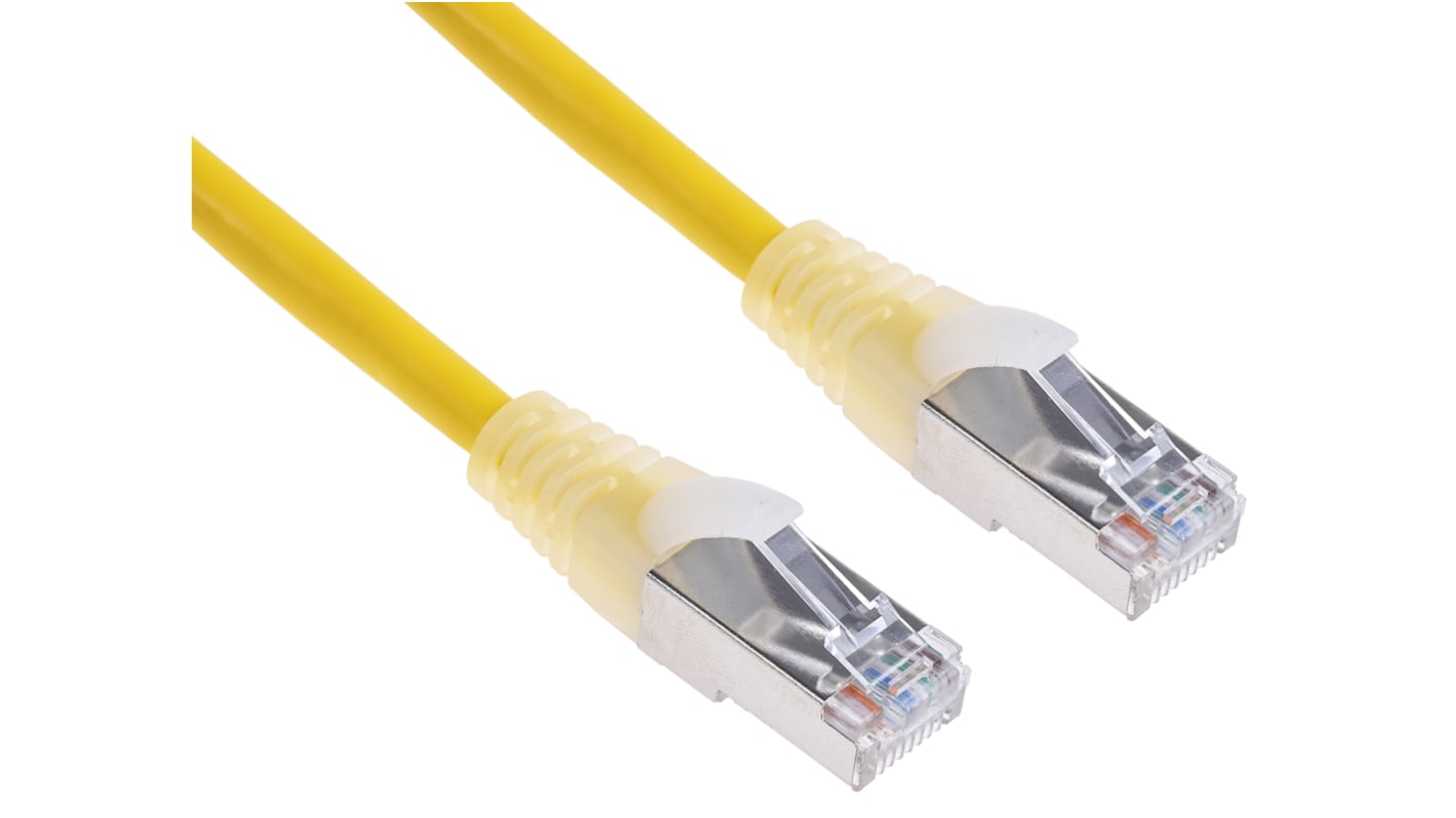 RS PRO Cat5e Male RJ45 to Male RJ45 Ethernet Cable, F/UTP, Yellow PVC Sheath, 10m