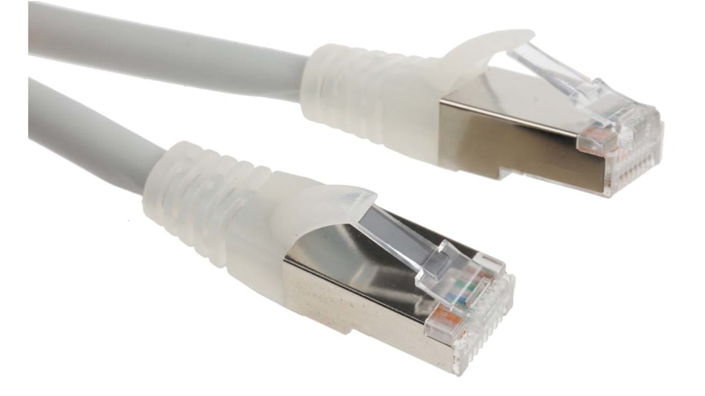 RS PRO, 1m Cat6, Grey RJ45 to Male RJ45 Male, F/UTP Shielded, Terminated LSZH Sheath