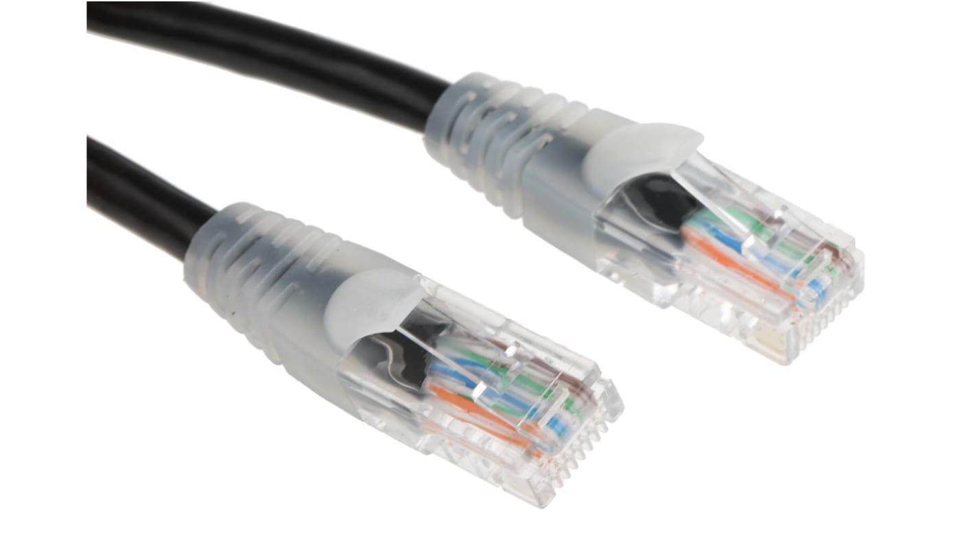 RS PRO, 0.5m Cat5e, Black RJ45 to Male RJ45 Male, U/UTPUnshielded, Terminated PVC Sheath