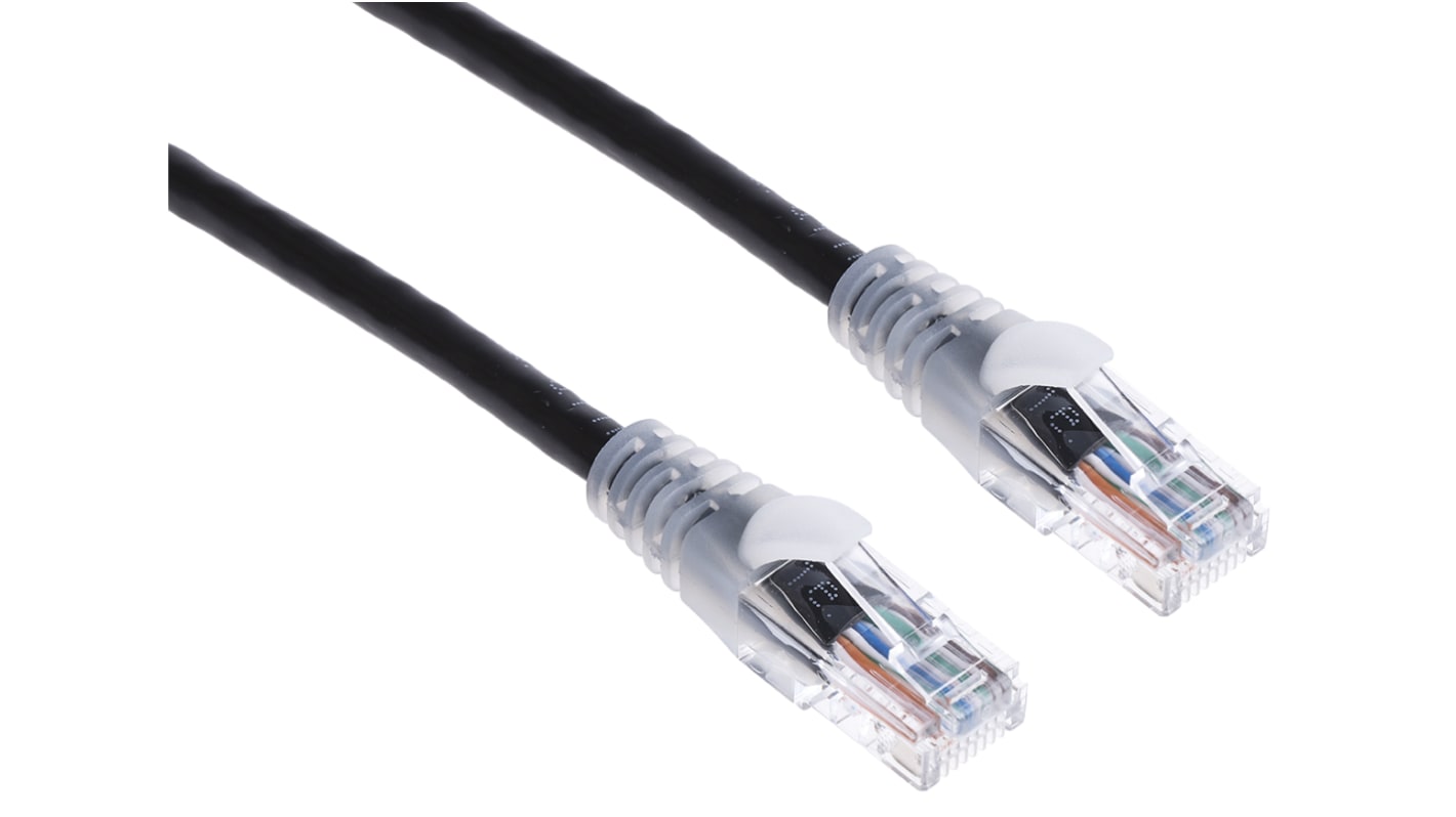 RS PRO, 3m Cat5e, Black RJ45 to Male RJ45 Male, U/UTP Unshielded, Terminated PVC Sheath