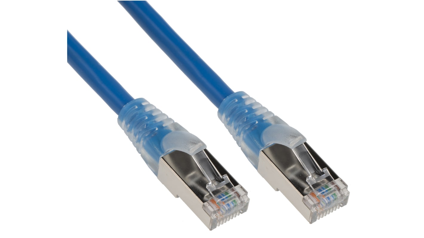 RS PRO, 5m Cat5e, Blue RJ45 to Male RJ45 Male, F/UTP Shielded, Terminated PVC Sheath