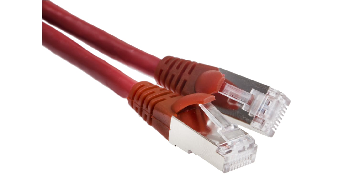 RS PRO, 3m Cat6, Red RJ45 to Male RJ45 Male, F/UTPShielded, Terminated LSZH Sheath