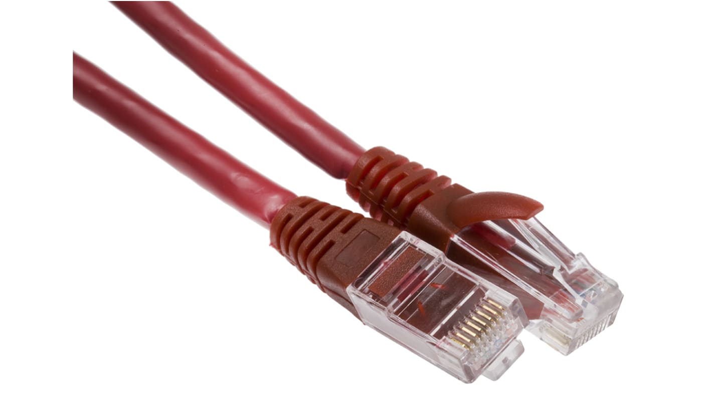 RS PRO Cat6 Male RJ45 to Male RJ45 Ethernet Cable, U/UTP, Red PVC Sheath, 0.5m