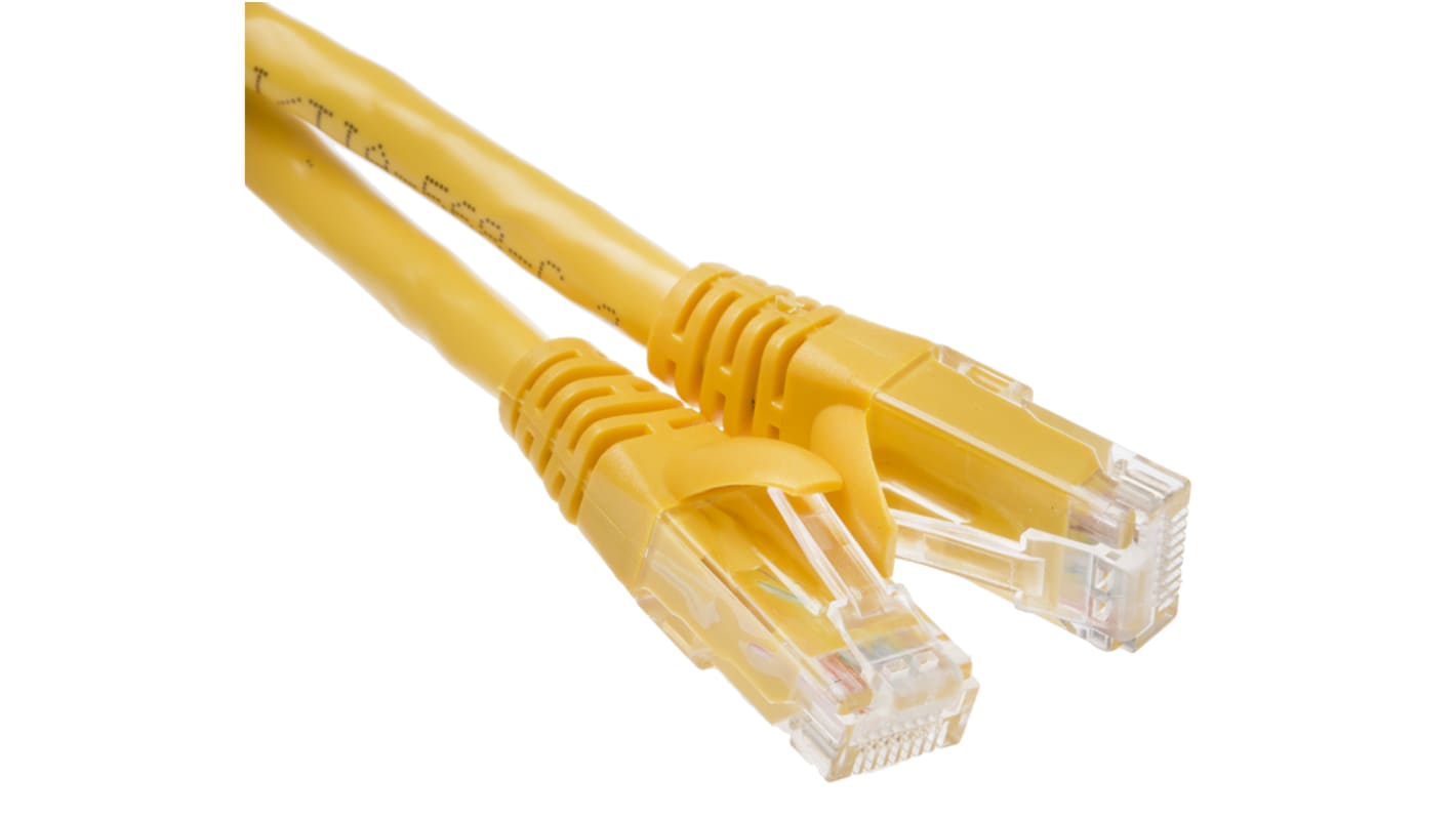 RS PRO, 3m Cat6, Yellow RJ45 to Male RJ45 Male, U/UTP Unshielded, Terminated PVC Sheath