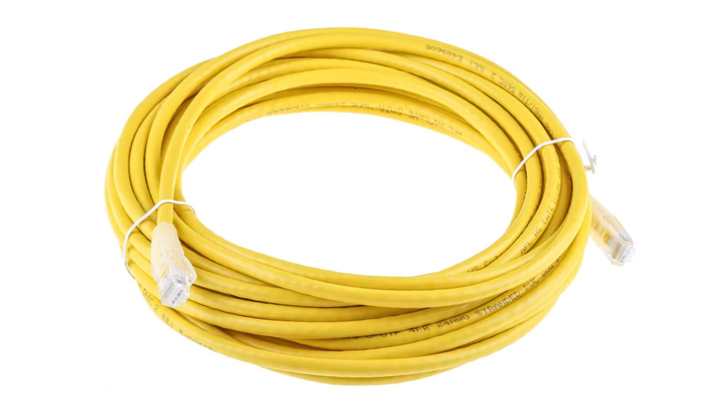 Cable Ethernet Cat6 U/UTP RS PRO de color Amarillo, long. 10m, funda de PVC