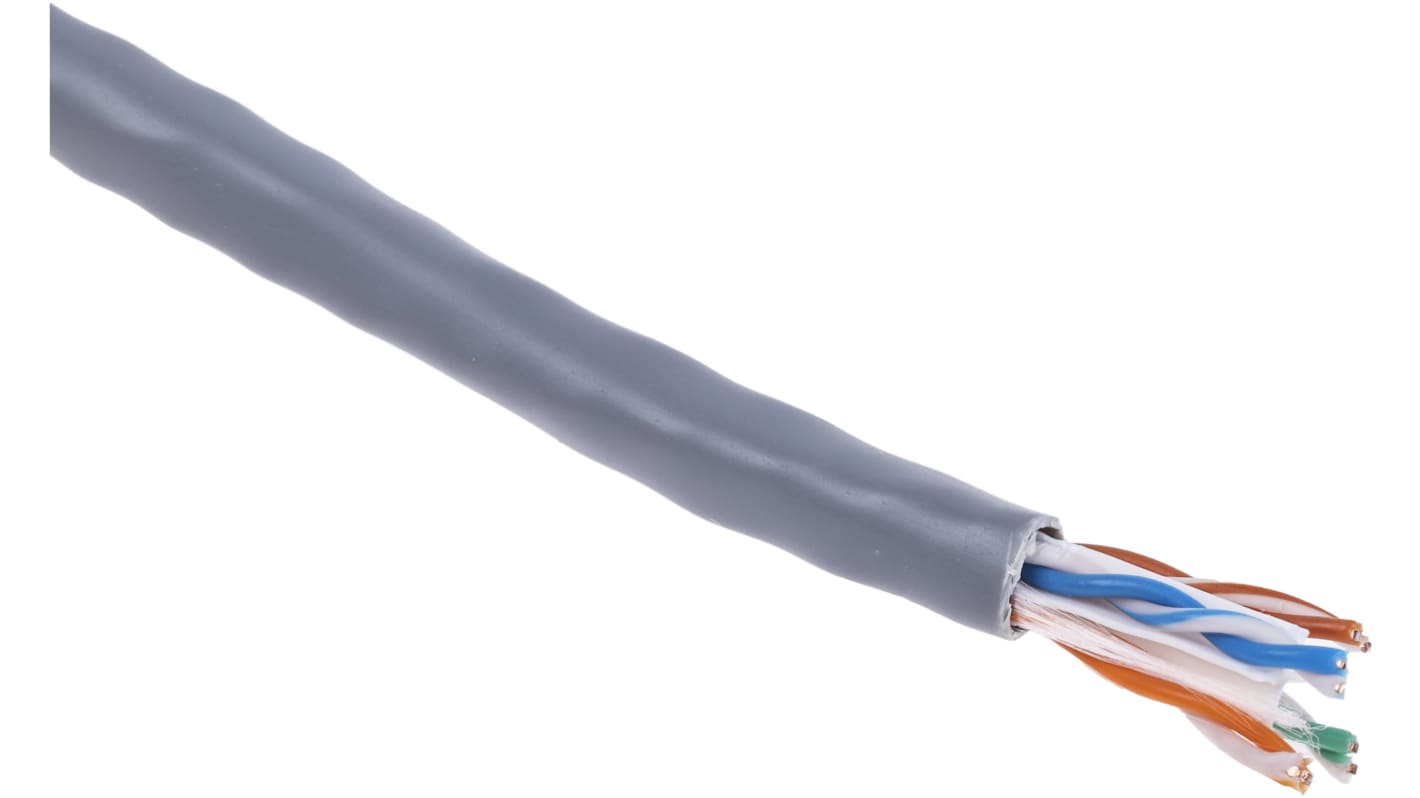Kabel Ethernet Cat6 długość 305m Niezakończony RS PRO PVC l. żył: 1 średnica 6mm