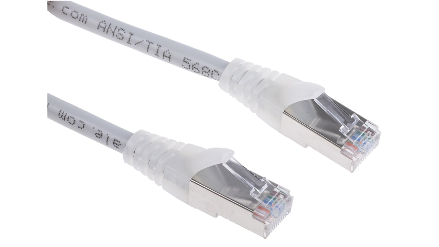 RS PRO, 3m Cat5e, Grey RJ45 to Male RJ45 Male, F/UTP Shielded, Terminated PVC Sheath