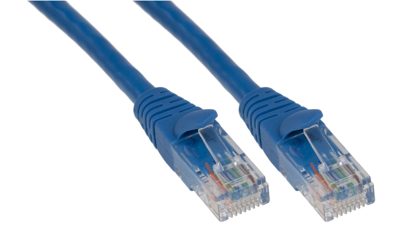 RS PRO Ethernet-kabel Cat5e, Blå PVC kappe, 30v, 0.5m