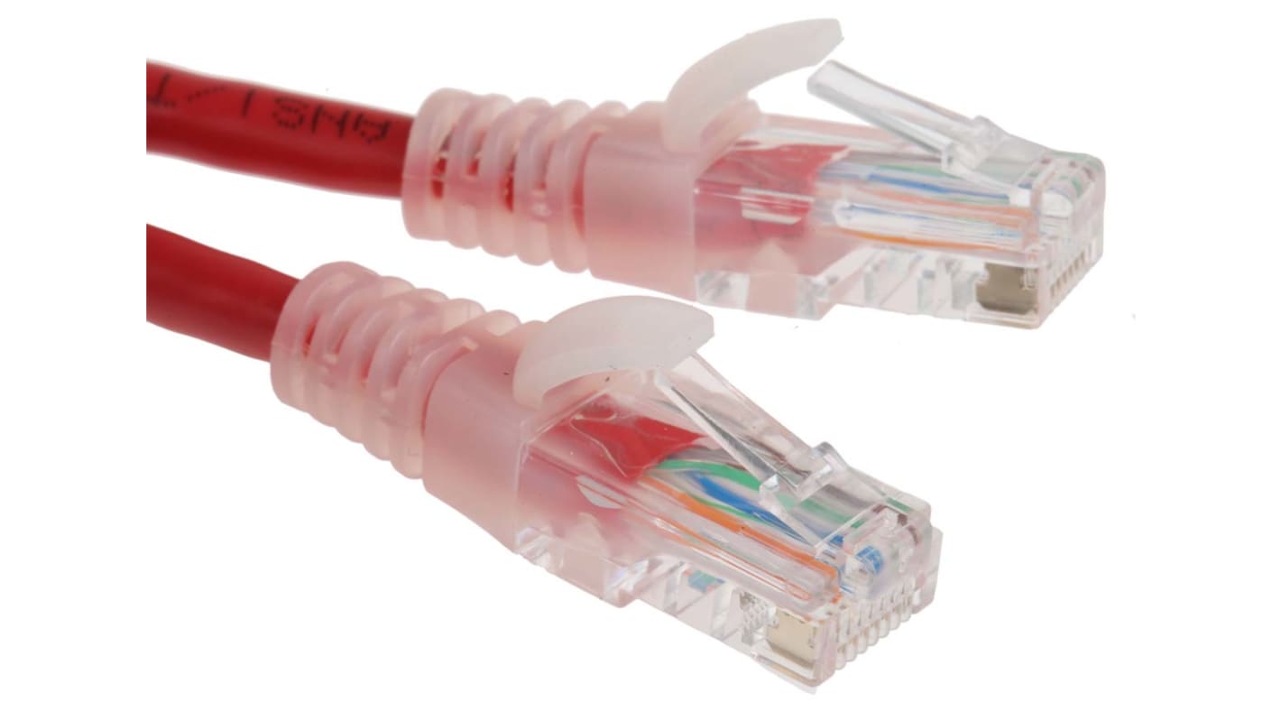 RS PRO, 1m Cat5e, Red RJ45 to Male RJ45 Male, U/UTPUnshielded, Terminated PVC Sheath