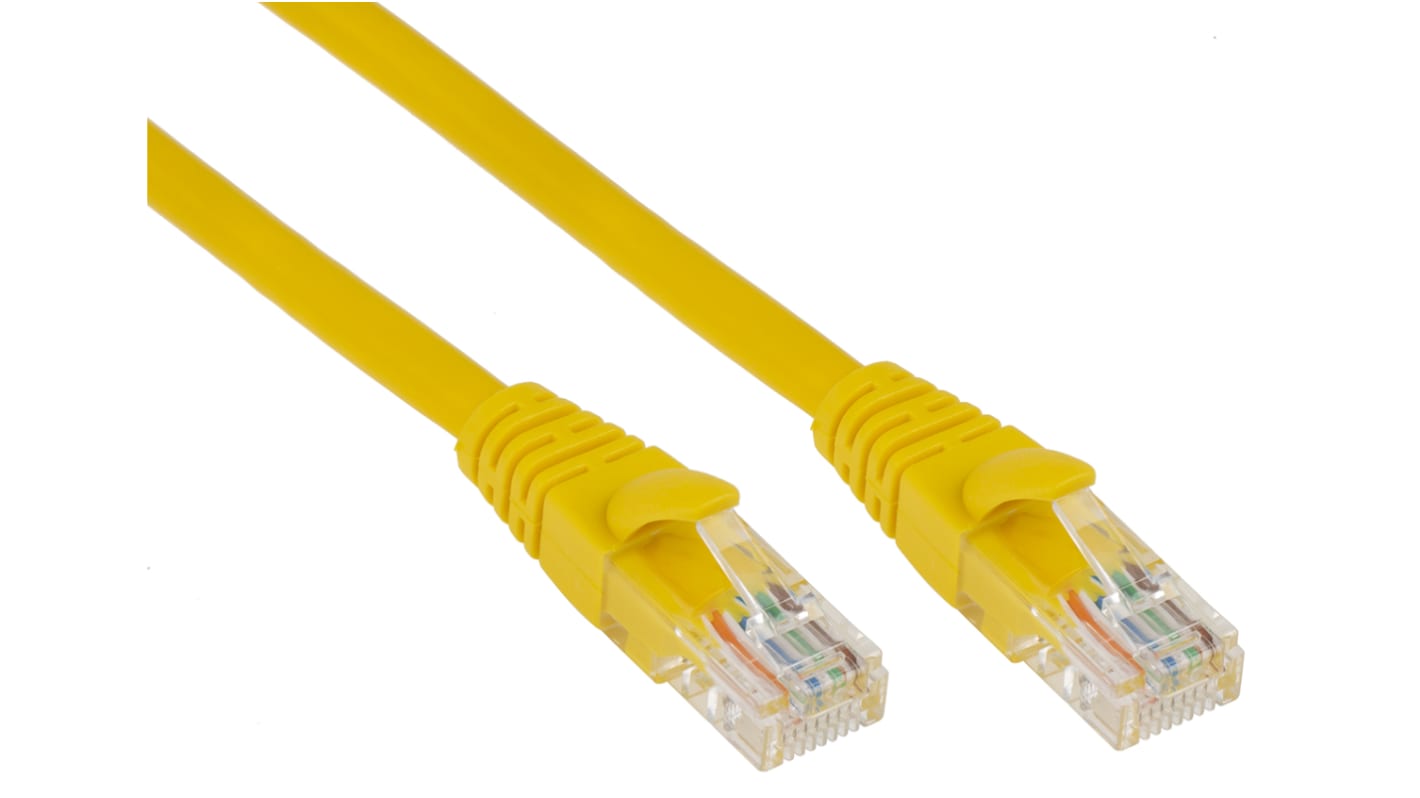 RS PRO, 3m Cat5e, Yellow RJ45 to Male RJ45 Male, U/UTPUnshielded, Terminated PVC Sheath