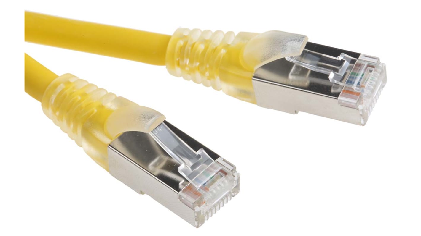 RS PRO, 5m Cat6, Yellow RJ45 to Male RJ45 Male, F/UTP Shielded, Terminated LSZH Sheath