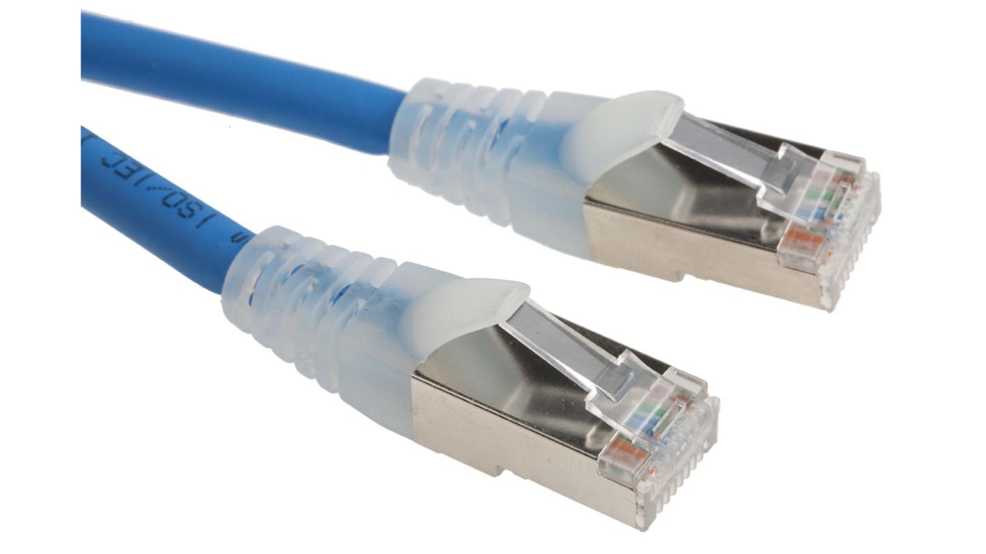 RS PRO, 3m Cat6, Blue RJ45 to Male RJ45 Male, F/UTP Shielded, Terminated LSZH Sheath