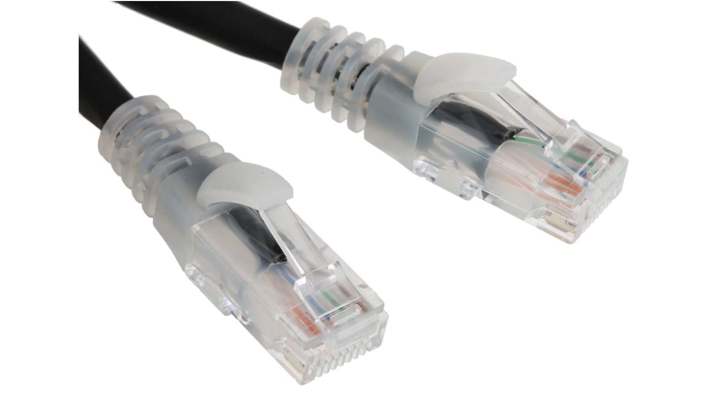 RS PRO, 2m Cat6, Black RJ45 to Male RJ45 Male, U/UTP Unshielded, Terminated LSZH Sheath