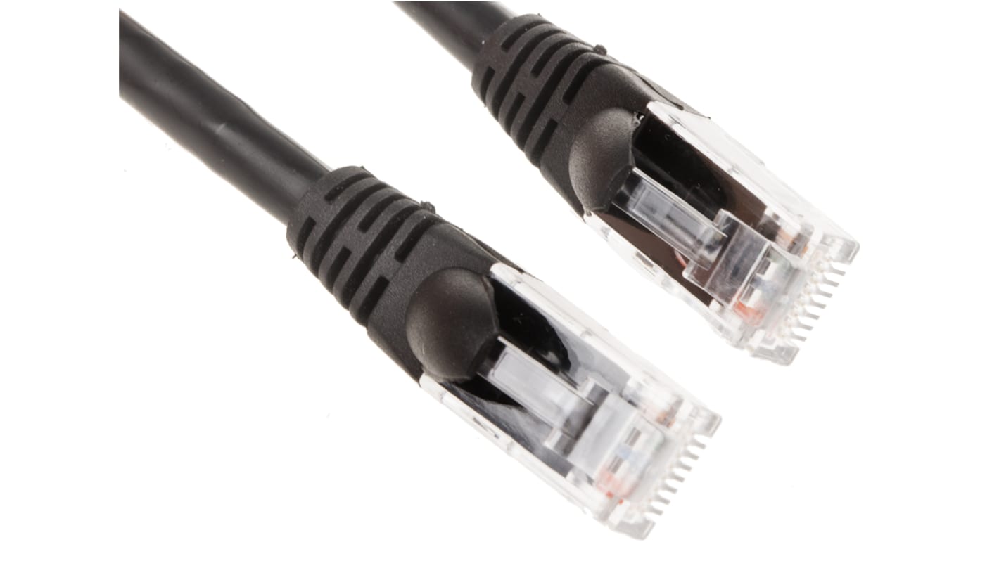 RS PRO, 0.5m Cat6, Black RJ45 to Male RJ45 Male, U/UTP Unshielded, Terminated LSZH Sheath