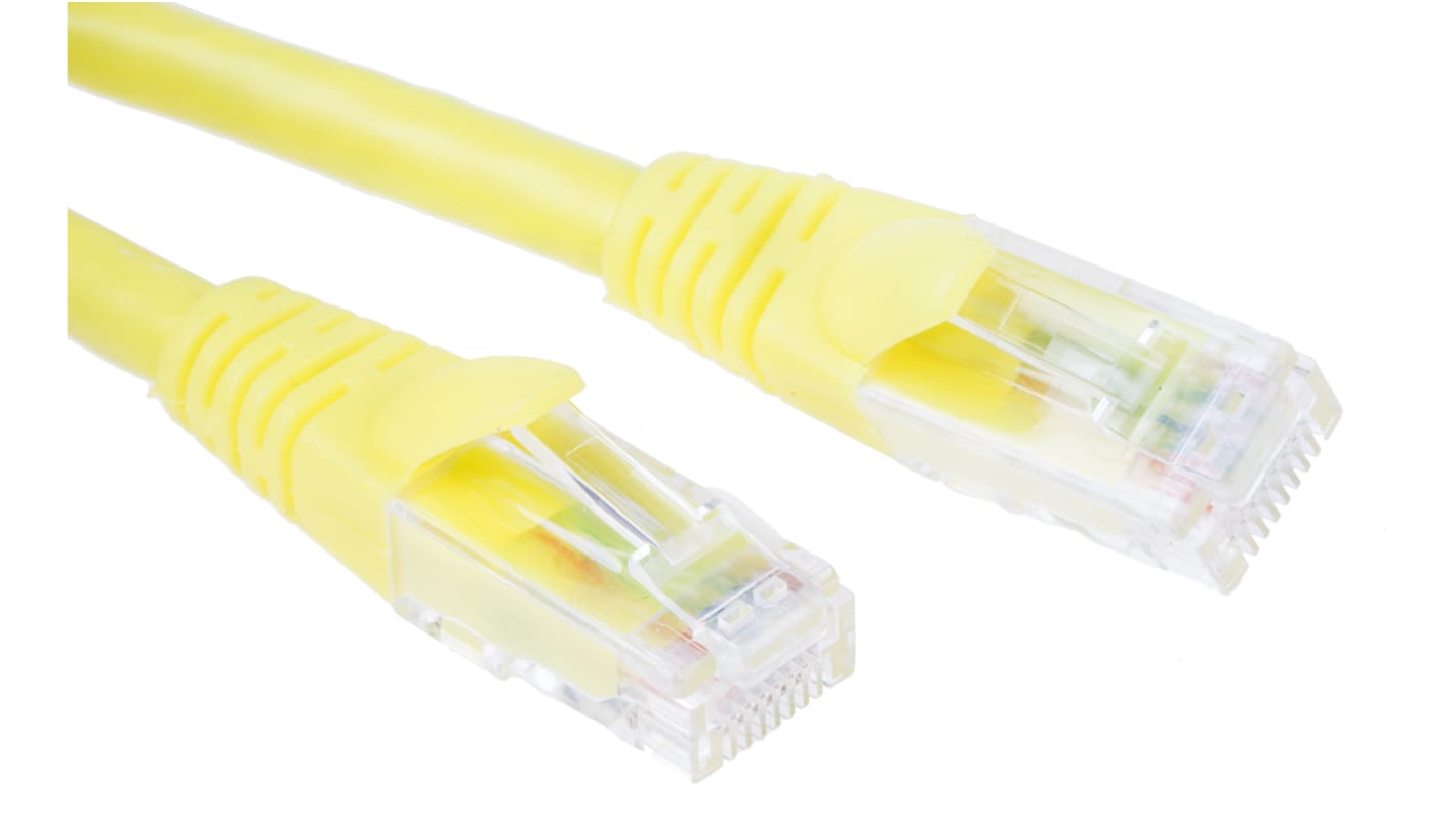 RS PRO, 1m Cat6, Yellow RJ45 to Male RJ45 Male, U/UTP Unshielded, Terminated LSZH Sheath