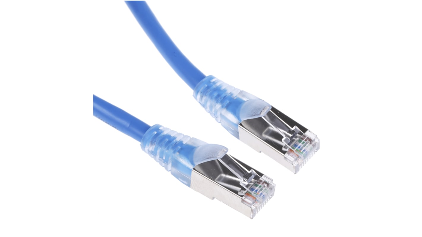 RS PRO, 2m Cat5e, Blue RJ45 to Male RJ45 Male, F/UTP Shielded, Terminated PVC Sheath