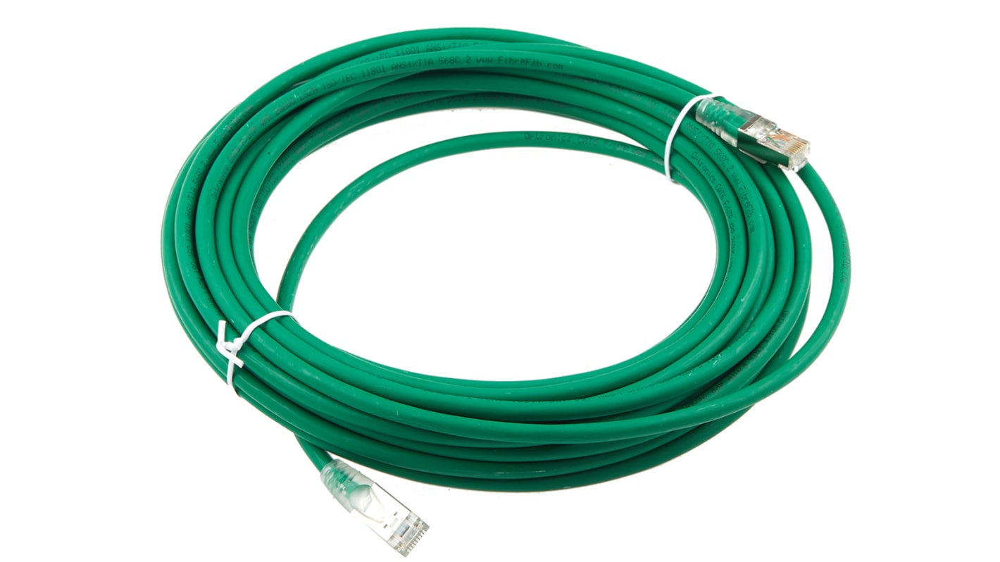 RS PRO Cat6 Male RJ45 to Male RJ45 Ethernet Cable, F/UTP, Green LSZH Sheath, 10m