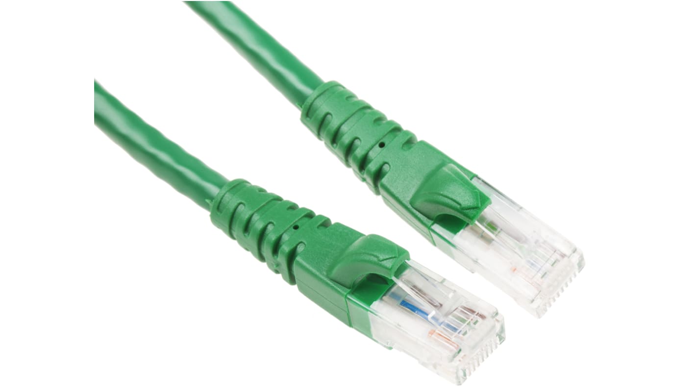 RS PRO, 5m Cat6, Green RJ45 to Male RJ45 Male, U/UTP Unshielded, Terminated PVC Sheath
