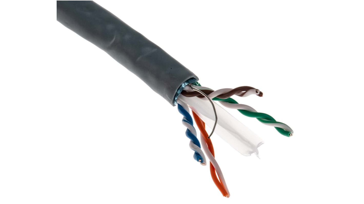 RS PRO Cat.6 Netzwerkkabel, 305m, Grau Verlegekabel F/UTP, Aussen ø 7.4mm, PVC