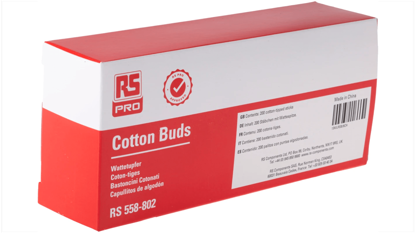 RS PRO Baumwoll Wattestäbchen, Länge 150mm, Anwendung: Computer, 200 Stück/Packung