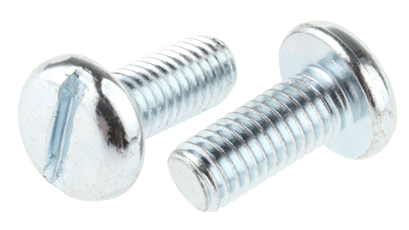 RS PRO Linsenkopf Schlitz Schrauben verzinkt, M5 x 12.0mm Stahl