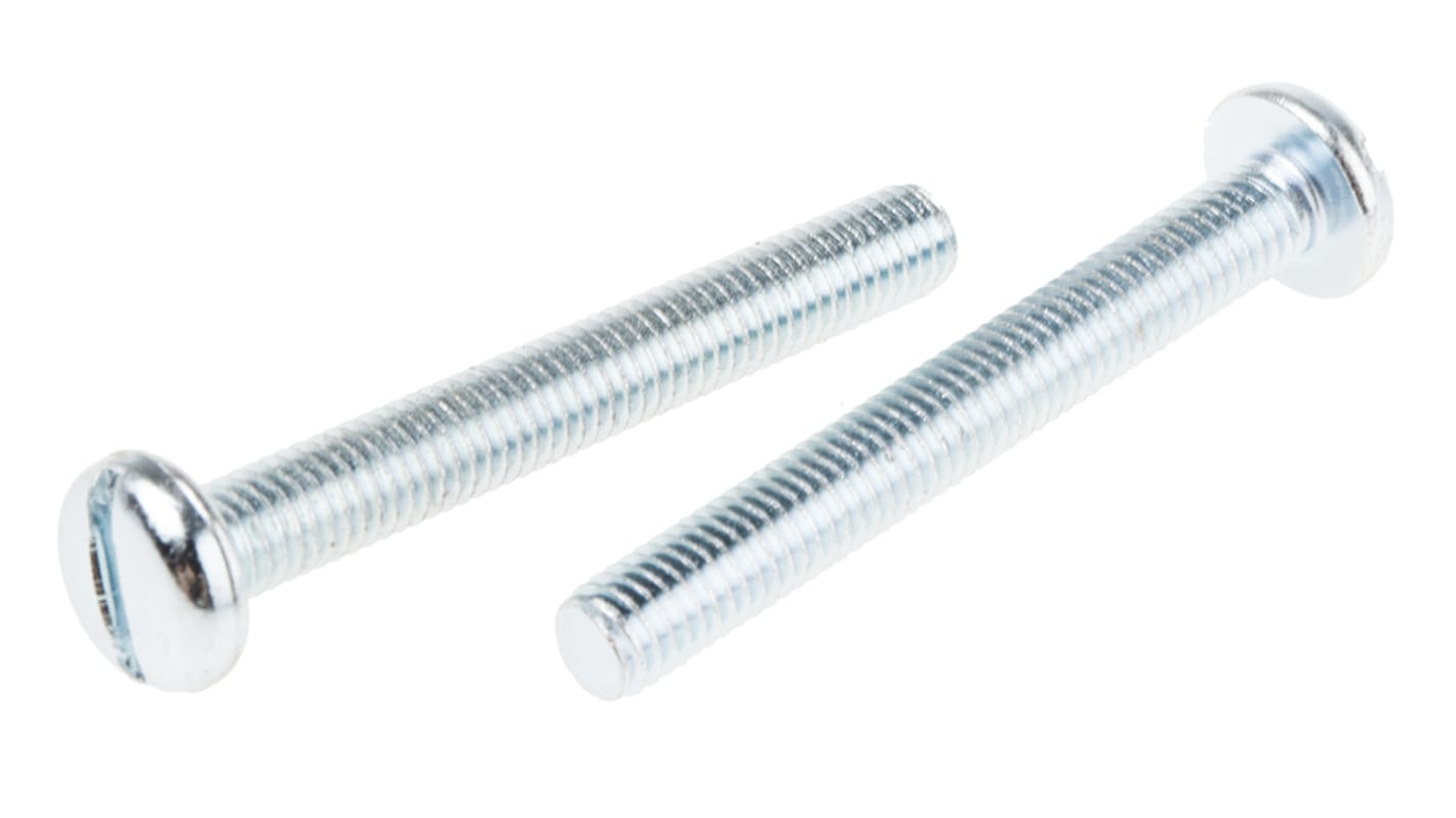 RS PRO Slot Pan Steel Machine Screws DIN 85, M5x40mm