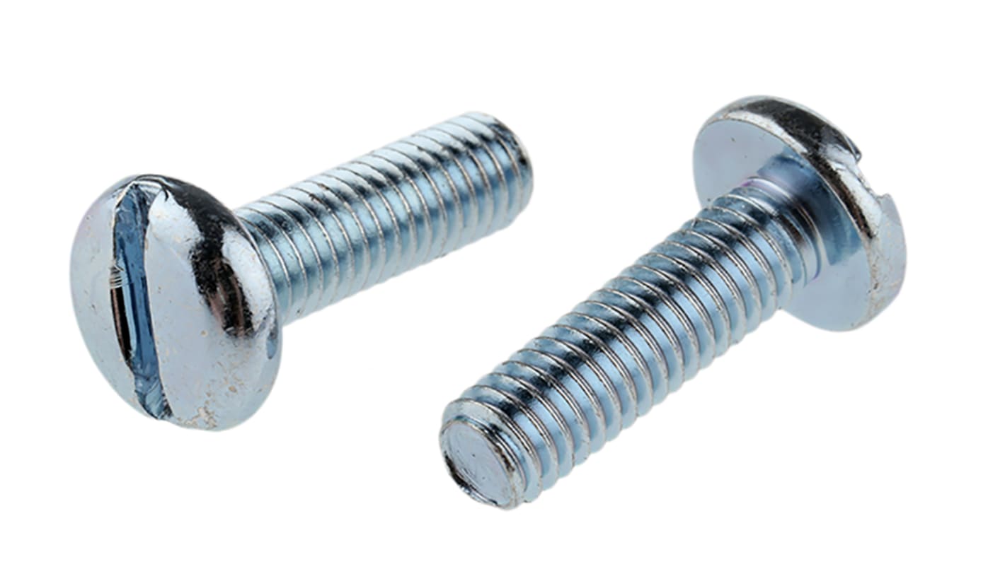 RS PRO Slot Pan Steel Machine Screws DIN 85, M6x20.0mm