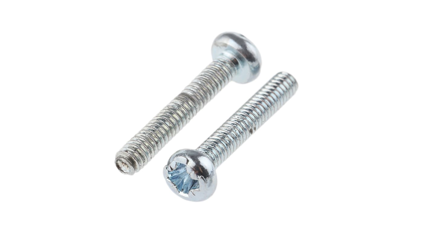 RS PRO Cross Pan Steel Machine Screws DIN 7985Z, M2x12.0mm