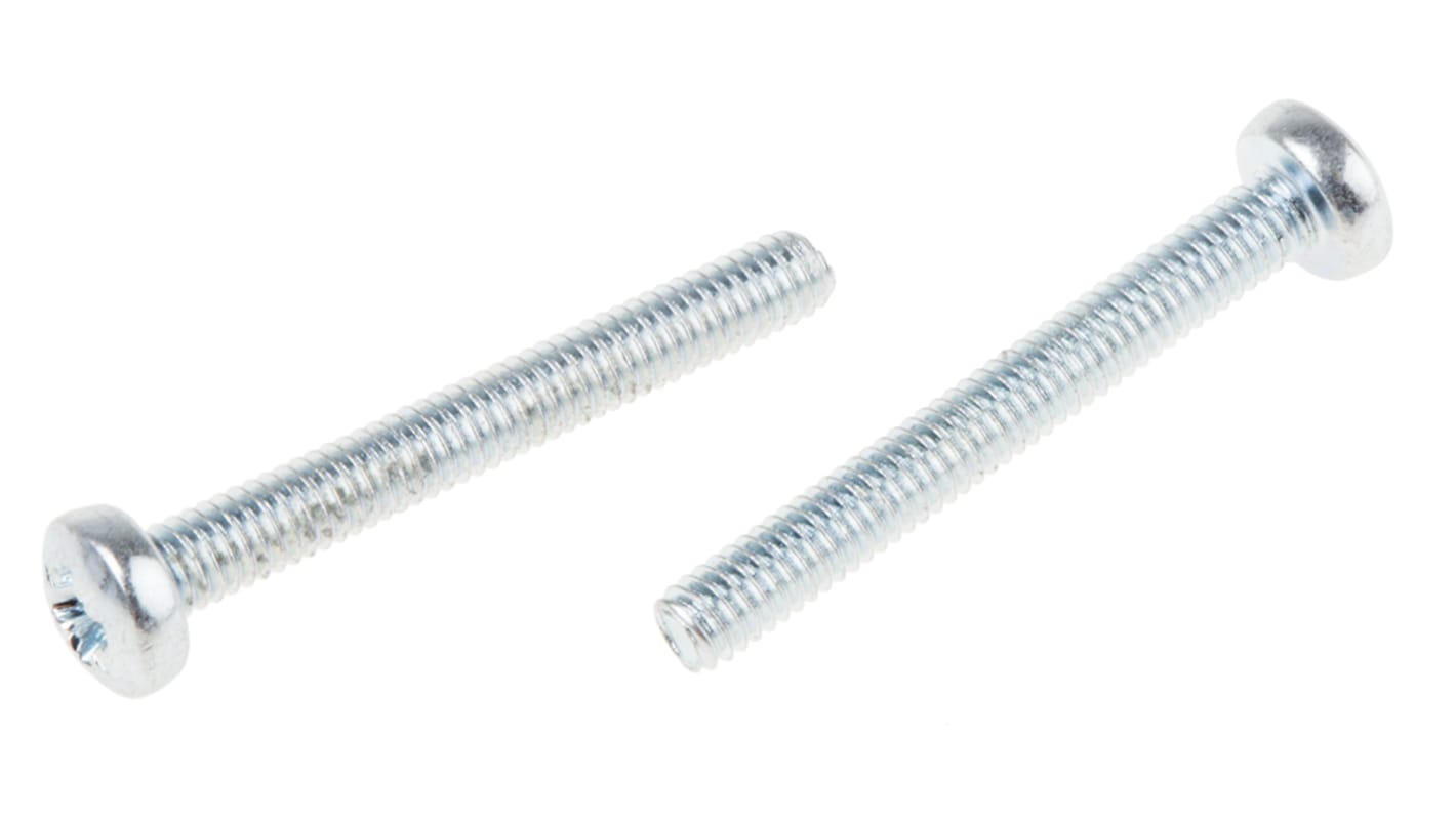 RS PRO Pozidriv Pan Steel Machine Screws DIN 7985Z, M2.5x20.0mm