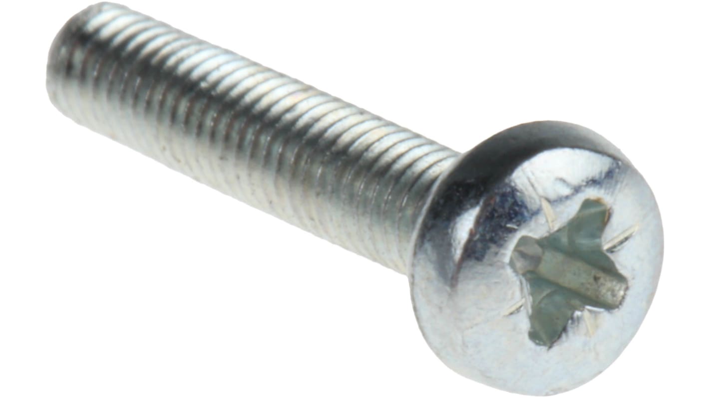 RS PRO Linsenkopf Pozi Schrauben verzinkt, M3 x 16.0mm Stahl