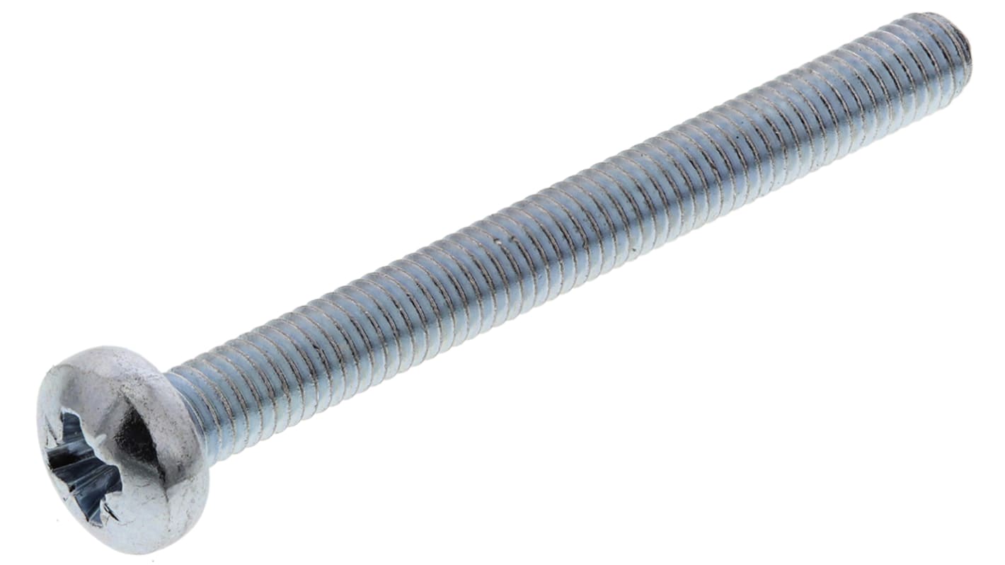 RS PRO Pozi Pan Steel Machine Screws DIN 7985, M3x30.0mm