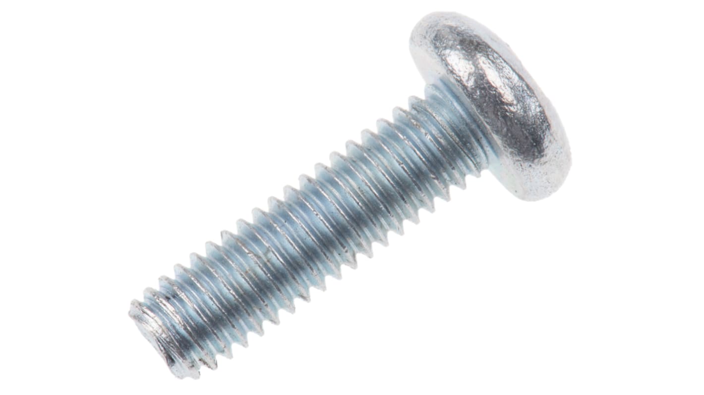 RS PRO Pozi Pan Steel Machine Screws DIN 7985, M3.5x12mm